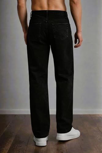 Image of DAIME Loose Fit Mid Rise Black Men Denim Jeans