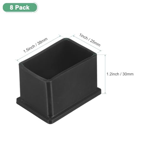 Image of M METERXITY 8-Pack Rectangle Chair Leg Caps, 1 x 1.5 (25 x 38mm) PVC Chair Leg Floor Protectors for Chairs /Table /Bed, Furniture Feet Covers Cups Non-Slip End Tips
