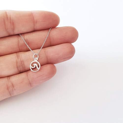Sterling Silver Tiny Wave Charm Necklace 18" - Image 3