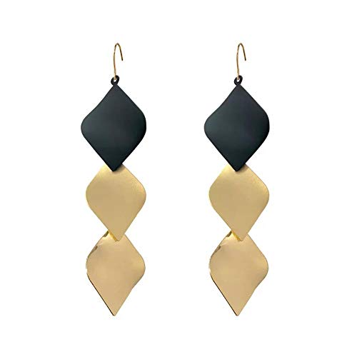 Long Square Dangle Drop Earrings - Lightweight Fashion Geometric Gold Statement Earrings