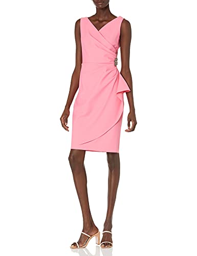 Image of Alex Evenings Women's Slimming Short Ruched Dress with Ruffle (Petite and Regular)