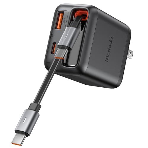 Mcdodo 35W USB C Charger Block with Retractable Type-C Cable,