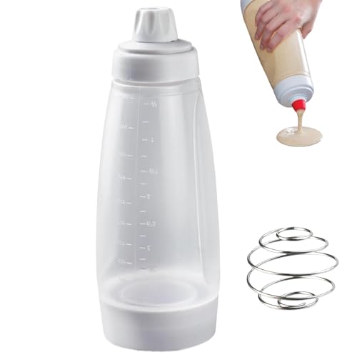 1 dispenser per pastella per pancake con palline frullatore, bottiglia per frullatore da 935,5 g, bottiglia da cucina con linee graduate e base robusta per cupcake, pancake, muffin, crêpes
