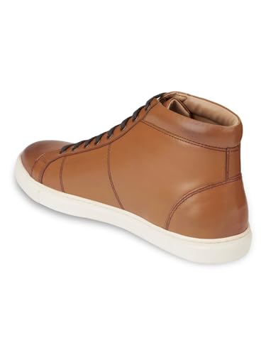 Image of HATS OFF ACCESSORIES Genuine Leather Tan Sneaker Shoes (HOA-SS23050)