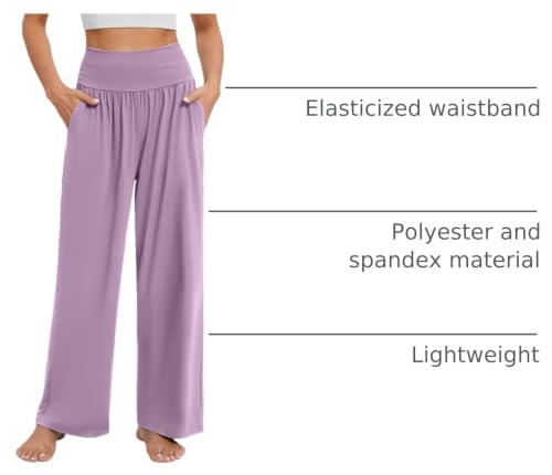 Image of Gracyoga Wide Leg Yoga Pants for Women Casual Loose Cozy Sweatpants High Waisted Lounge Pajama Flowy Pants With Pockets