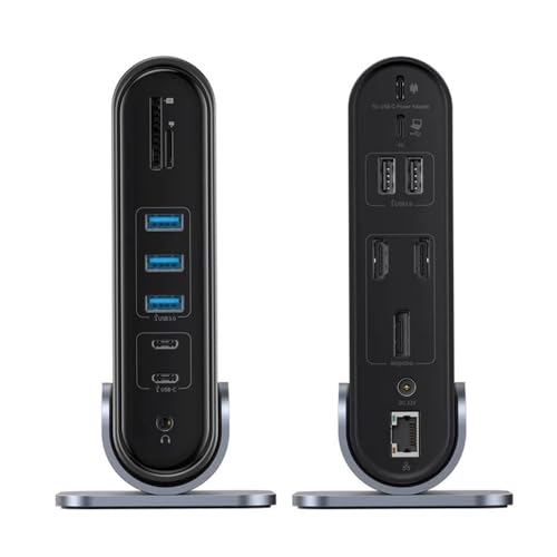 Image of Baseus UnionJoy 17-Port Triple-Display USB-C Hub Docking Station Space Grey（USB-C to HDMI4K@60Hz*2+DP4K@60Hz*1+USB3.0 * 3+USB-C3.0 * 2+USB2.0 * 2+PD*1+PC*1+RJ45*1+SD /TF*1+3.5mm*1+DC*1