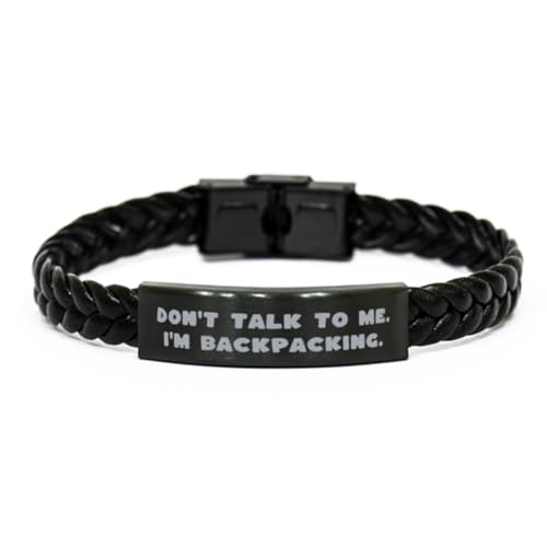 Love Backpacking Braided Leather Bracelet, Don't Talk to Me. I'm Backpacking, Present For Men Women, Inspire Gifts From Friends, Backpacking birthday gift ideas, Backpacking gear for birthday gift,