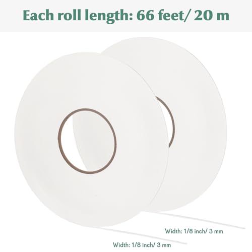 Image of Tatuo 2 Rolls Double Sided Foam Tape PE Foam Tape Sponge Soft Mounting Adhesive for DIY Craft Picture Poster Hanging(1 /8 Inch by 66 Feet,White)