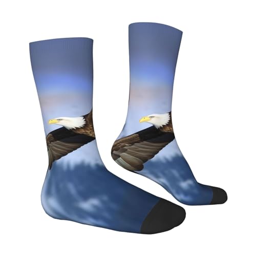 Bald Eagle Flying Crew Socks Women Men Cushioned Athletic Socks Adult Calf Socks Casual Above Ankle Sock
