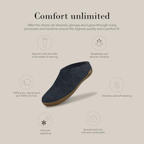 Image of Glerups 100% quality wool mix Slipper with rubber sole - Unisex Slip-on