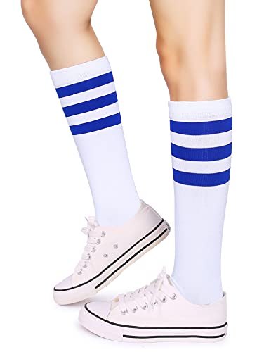 Henwarry Over the Calf Tube Socks Classic Triple Stripes Cotton Retro Athletic Socks for Men and Women3