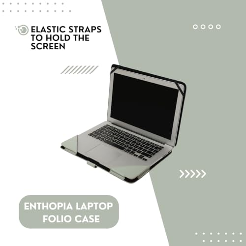 Image of ENTHOPIA 13 to 14 Inches Folio Laptop Case Cover Vegan Leather Compatible for MacBook, Lenovo, Hp, Dell &Other Notebooks - Mint