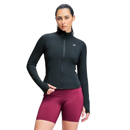 Image of Boldfit Women Slim Fit Jacket, Sculpted Athletic Jacket with Thumbhole Cuffs, Moisture-Wicking Activewear, Gym & Running Lightweight Jacket with Pockets