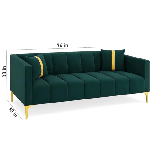Image of FURNY Modernliving 3 Seater Sofa Set for Premium Living (Teal Color)