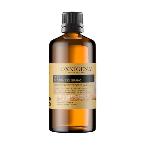 Oxxigena - Huile de Germe de Blé Pur à 100%, Paquet de 1 L, Idéal comme Huile Corps pour Combattre les Vergetures, Soin Visage Antirides et Soin Cheveux Faibles