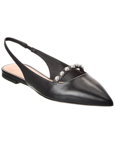 Stuart Weitzman Pearl Leather Slingback Flat, 10, Black
