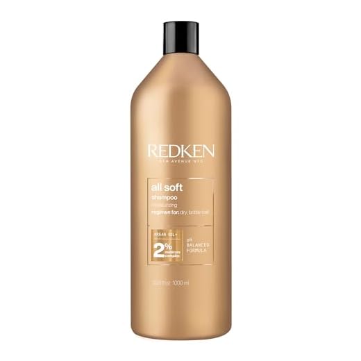 Redken All Soft Shampoo | Moisturizes and Deeply Hydrates| Softens, Smooths, and Adds Shine| Nourishing Shampoo for Dry Hair | Safe for Color-Treated Hair | With Argan Oil