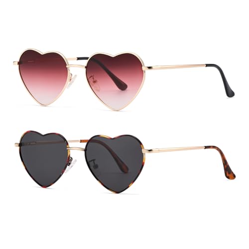 Musivon Sonnenbrille Herz Polarisierte Vintage Festival Sonnenbrille Herzform Hippie Herz Brillen Damen