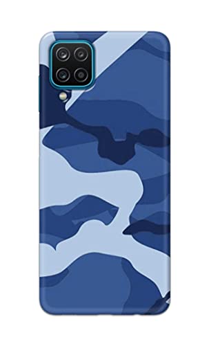Image of Printed Hard Back Cover Case for Samsung Galaxy A12 Back Cover (Army Blue Pattern) -702