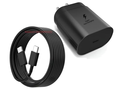 Image of 25W Type C Charger Adapter for Galaxy A35 /M35 /M15 /F15 /A15 /A14 /M14 /M34 /F34 /S24 /S23 Fe /S21 fe 5G /Z fold /flip /6 /5 /4 /3, Super Fast USB C Charge for Tab S9 Ultra /S9 fe /A9 Plus /S8 /A7 /A8 -F Black