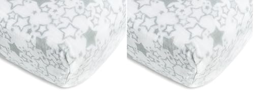 Image of SwaddleDesigns Softest Cotton Muslin Fitted Crib Sheet /Toddler Sheet for Baby Boy & Girl, Sterling Starshine (Pack of 2)
