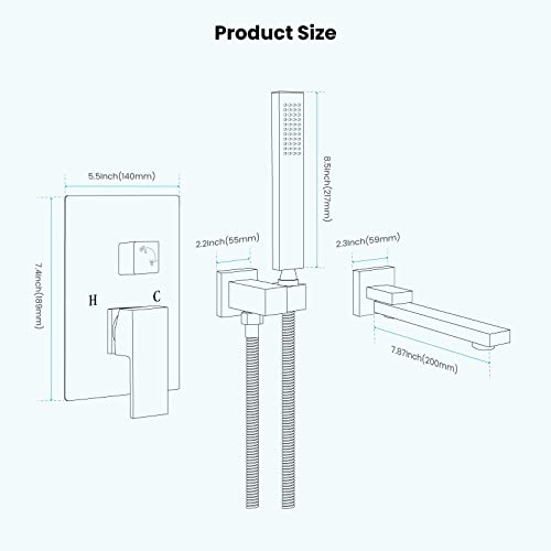 Gotonovo B08JTTV8ZQ Wall Mounted Bathtub Faucet thumb #5