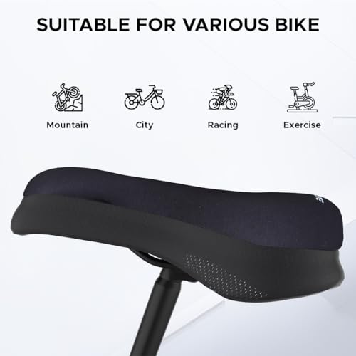 E MOTORAD - RIDE THE ELECTRIC REVOLUTION Emotorad Bicycle Saddle Seat Cover Memory Foam Cover with Anti-Slip Grip for Comfortable Riding | Cushion Seat Cover for Bicycle Saddle - Black