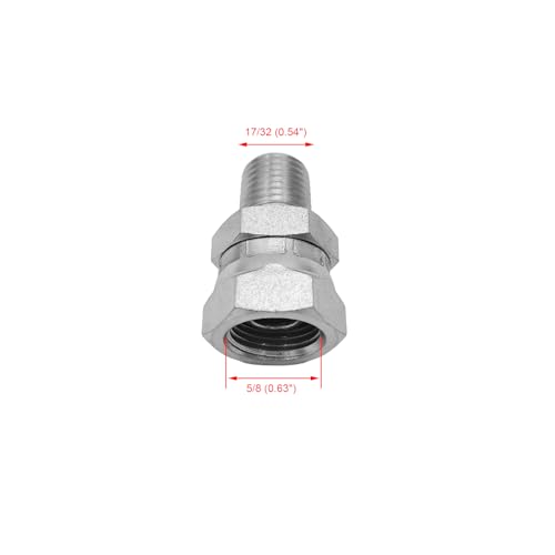 Image of (2-PACK) 1404-04-06 Hydraulic Hose Adapter Fitting 1 /4 inch Male (1 /4 inch-18NPTF) x 3 /8 inch Female Swivel (3 /8 inch-18NPSM) SAE Straight Pipe Joints Tube Connector Carbon Steel