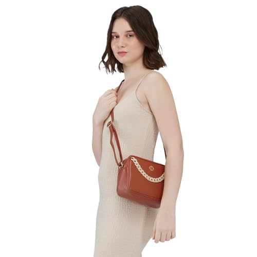 Image of Caprese Perline Sling Bag, Tan-Medium | Self Designed Handbag for Women | Adjustable Strap & Spacious Interiors | Perfect Ladies Purse for Carrying Everyday Essentials & Travel