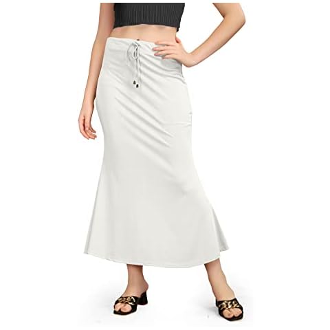 Kipzy Lycra Saree Shapewear, langer Rock für Damen für Strand, Ausgehen, regulär, Büro, Party, Weiss/opulenter Garten, M Cover