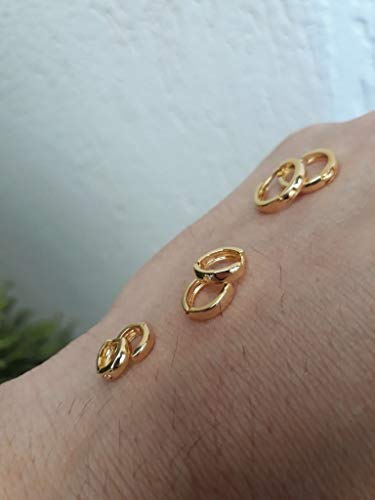 kit com 3 pares de brinco 1 2 3 furo banhado a ouro 18k