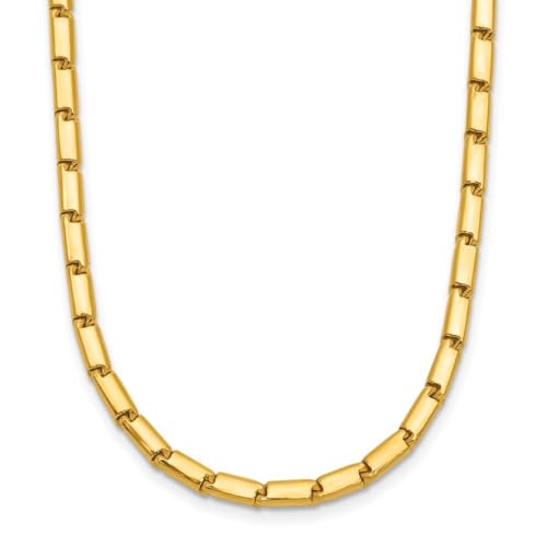 24K Yellow Gold Polished 3 mm Solid Square Barrel Link Chain Necklace 16