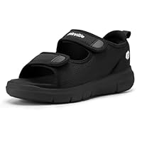 FitVille Diabetic Sandals for Women Wide Width with Arch Support, Adjustable Dual Straps Wide Sandals for Women (Black, 9.5W)