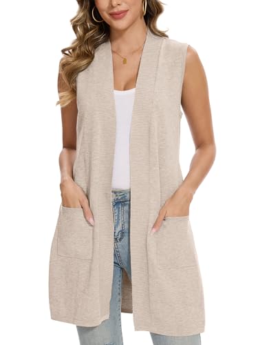 Image of Beautiful Nomad Sleeveless Cardigans for Women Long Sweater Vest