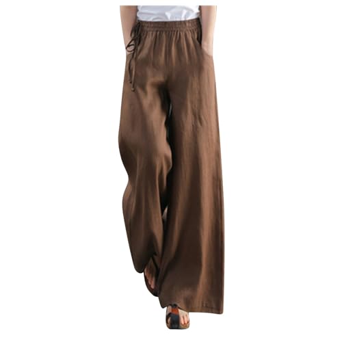 Wide Leg Linen Pants for Women Summer Drawstring Beach Pants Loose Lounge Palazzo Trouser Beach Trousers Outfits