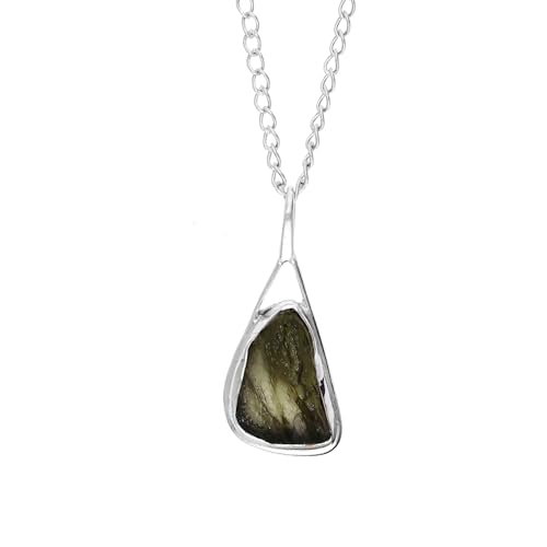 AAKYN JEWELS Authentic Rough Moldavite Pendant Necklace Certified Moldavite F...