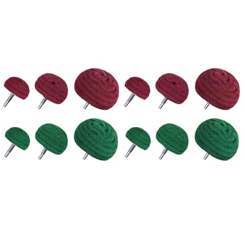 Booso 12 Almohadillas de Pulido Tipo para Lijado, Rueda de Pulido de Fibra de Nailon, 180 Granos Mezclados con 320 Granos (Mezcla de Rojo y Verde)