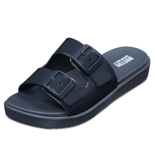 DOCTOR EXTRA SOFT Women's Classic Cushion Sliders/Slippers with Adjustable Buckle Strap for Adult | Comfortable & LightWeight| Stylish & Anti-Skid|Waterproof & Everyday Flip Flops Ladies/Girls New-523