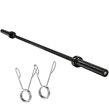 Modern Fitness 7FT 2.2m Olympic Barbell 20KG BLACK with Spring Collars for Weightlifting, Powerlifting, Bodybuilding, Gym and Home Workouts