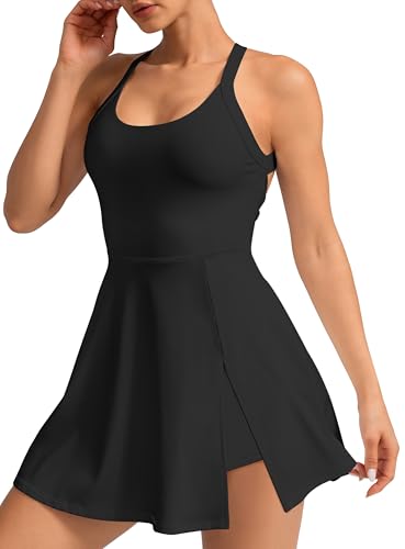 Image of MIRITY Womens Activewear Tennis Dress - Built in Shorts with Pockets and Bra Golf Athletic Workout Dresses