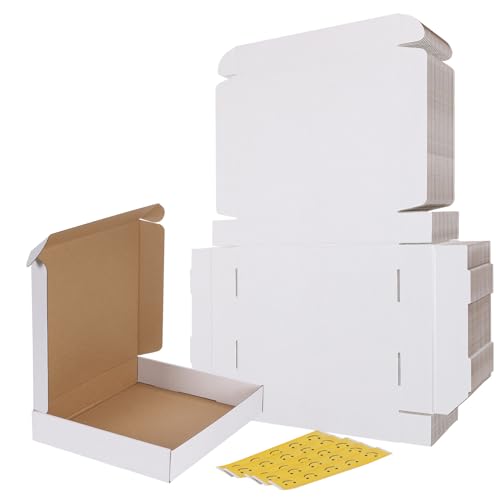 Image of RLAVBL 12x10x2 Shipping Boxes Set of 25, White Corrugated Cardboard Box for Packing, Mailing, Business