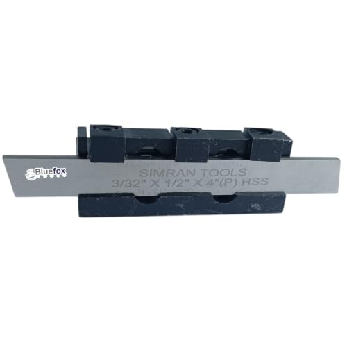 Image of 8mm Adjustable Lathe Parting Cut Off Tool Holder with 3 /32 inch x 1 /2 inch x 4 inch HSS Blade, Heavy Duty Steel, Front & Rear Tool Post Compatible for Mini & Bench Lathes | 3 /32 inch x 1 /2 inch x 4 inch Blade, Heavy Duty Steel, Front & Rear Post, Mini & Bench Lathes, Includes HSS Blade