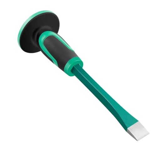 Genubi Industry Masonry Chisel With Hand Guard, 12 inches Heavy Duty Flat End Rock Concrete Mortar Stone Chisel for Demolishing Carving Splitting Breaking Hounding