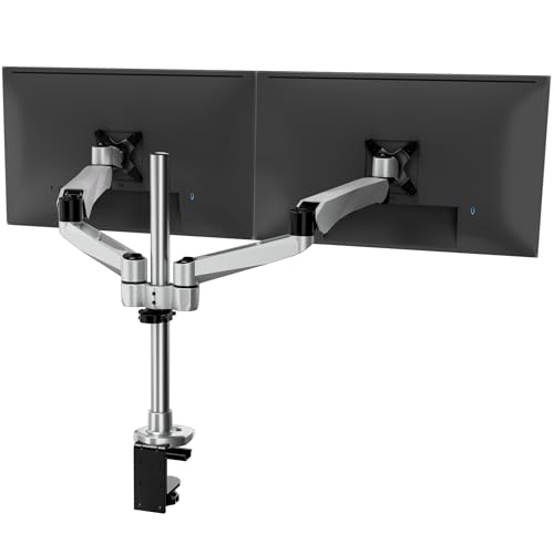 Mount-It! CLiX Series Dual Monitor Desk Mount with Height Adjustable Gas Spring Full Motion Arms