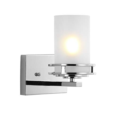 Image of JONATHAN Y Fairfax 1-Light Bathroom Vanity Light 7.13 inch Metal /Glass, Chrome