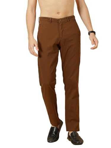 Image of Thomas Scott Men's | Solid | Light Weight | Breathable Fabric | 4 Pockets | Mid Rise | Slim Fit | 100% Cotton | Button Waist | Chino Trouser | Pants