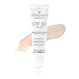 Amavara Mineral Sunscreen – Tinted Zinc Oxide, Reef Safe, Vegan, Broad Spectrum SPF 50 Daily Defense (DD) Cream. 2.4 fl.oz.