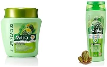Vatika Naturals Multivitamin Cactus Hair Mask (500g) + Hair Fall Control Shampoo (400 ml) Set For Hair fall control Enriched With goodness of Cactus, Garlic, Ghergir Blended With Vital Multivitamins