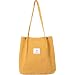 Corduroy Totes Bag - WantGor Women's Shoulder Handbags Big Capacity Shopping Bag (Yellow)