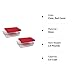 Pyrex Rectangle Food Storage, Pack of 2, 3 cup, Box of 2 Containers, Clear, Red Cover